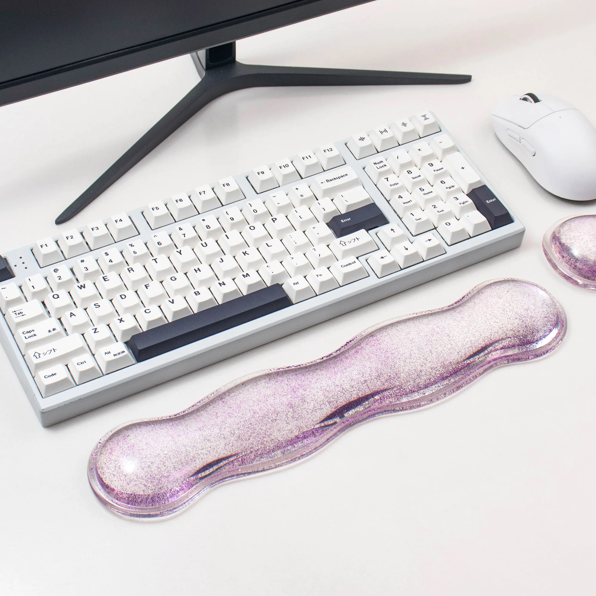 Glitter Purple Gel Keyboard Mouse Wrist Rest Ergonomic Hand Support Wrist Cushion Pain Relief Pad For Office Gaming Typing