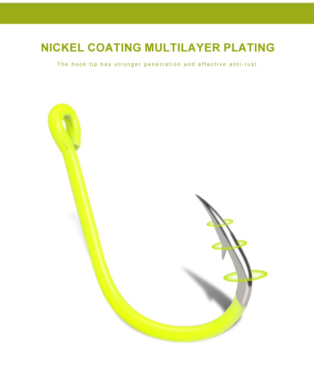 NGB 50PCS Sharp High-carbon Stahl Angelhaken Stacheldraht Fluoreszierende Angeln Langlebig Haken Fisch Getriebe Kampf Haken Mit Auge für Karpfen – Detail 5