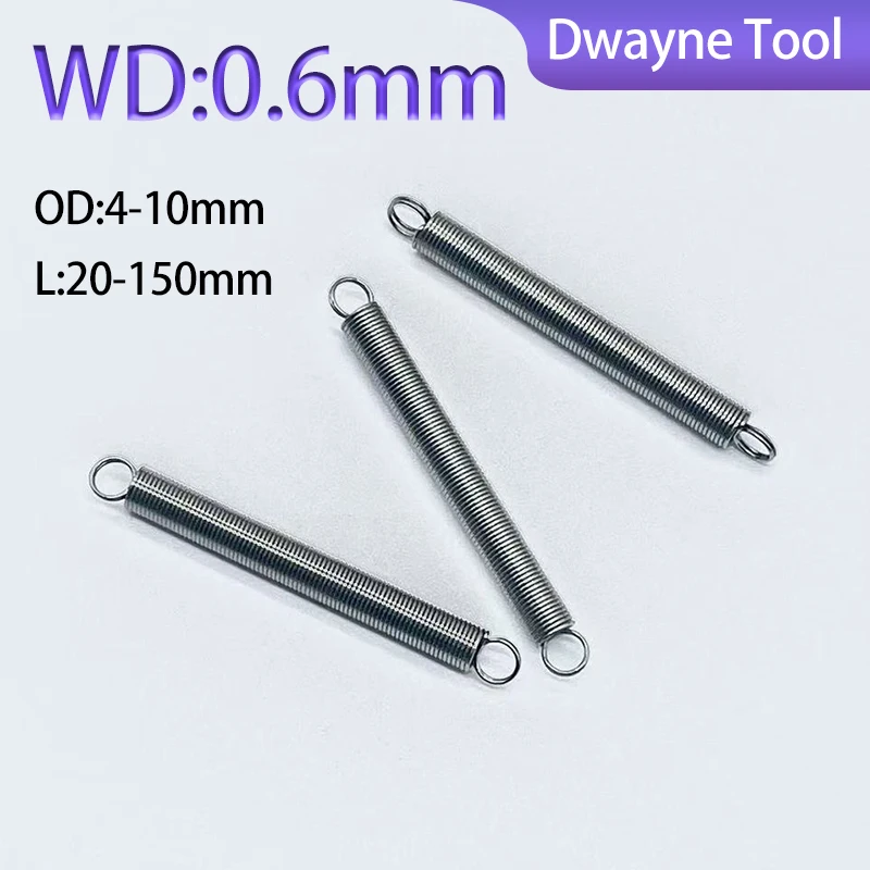 Durable 304 Closed End Tension Spring, 0.6mm Wire Dia, High Elasticity Accessory for Home Improvement Projects
