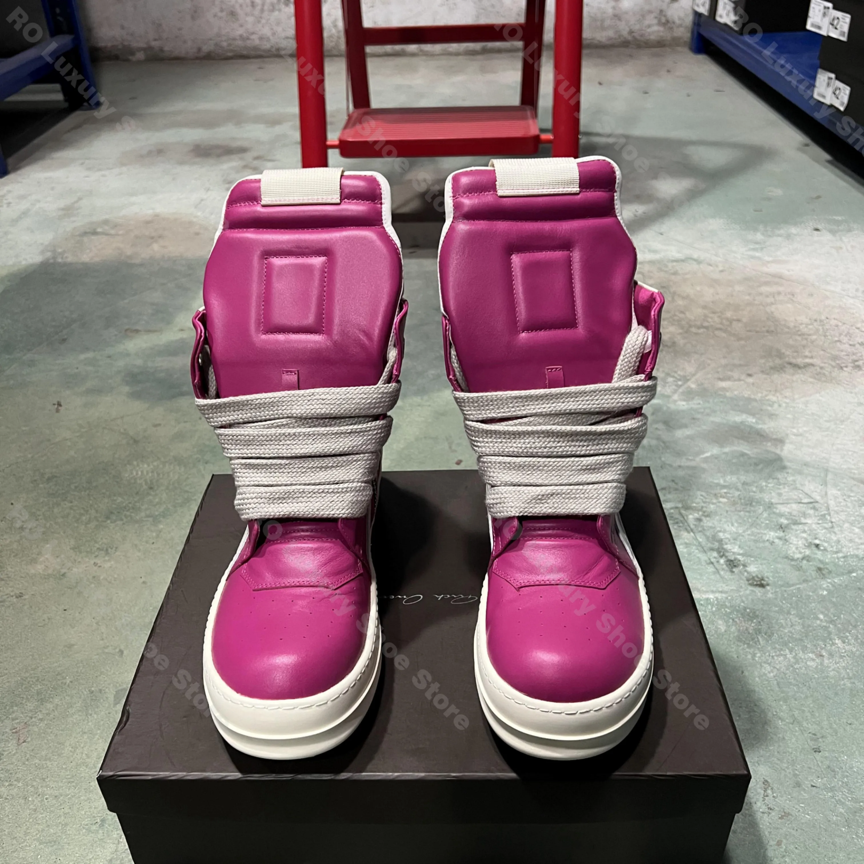 

Ricks Jumbo на шнуровке, повседневная мужская обувь, высокие женские кроссовки, розовые кожаные кроссовки Geobasket на молнии, роскошные ботинки на плоской подошве с толстой подошвой