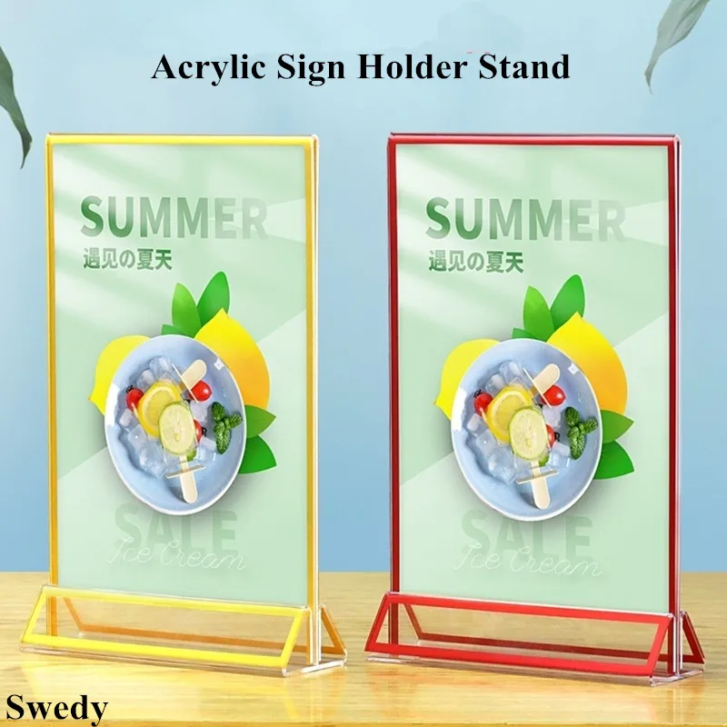 

A5 148x210mm Clear Acrylic Table Sign Holder Stand Double Sided Picture Poster Frame Table Number Holder Wedding Menu Holder