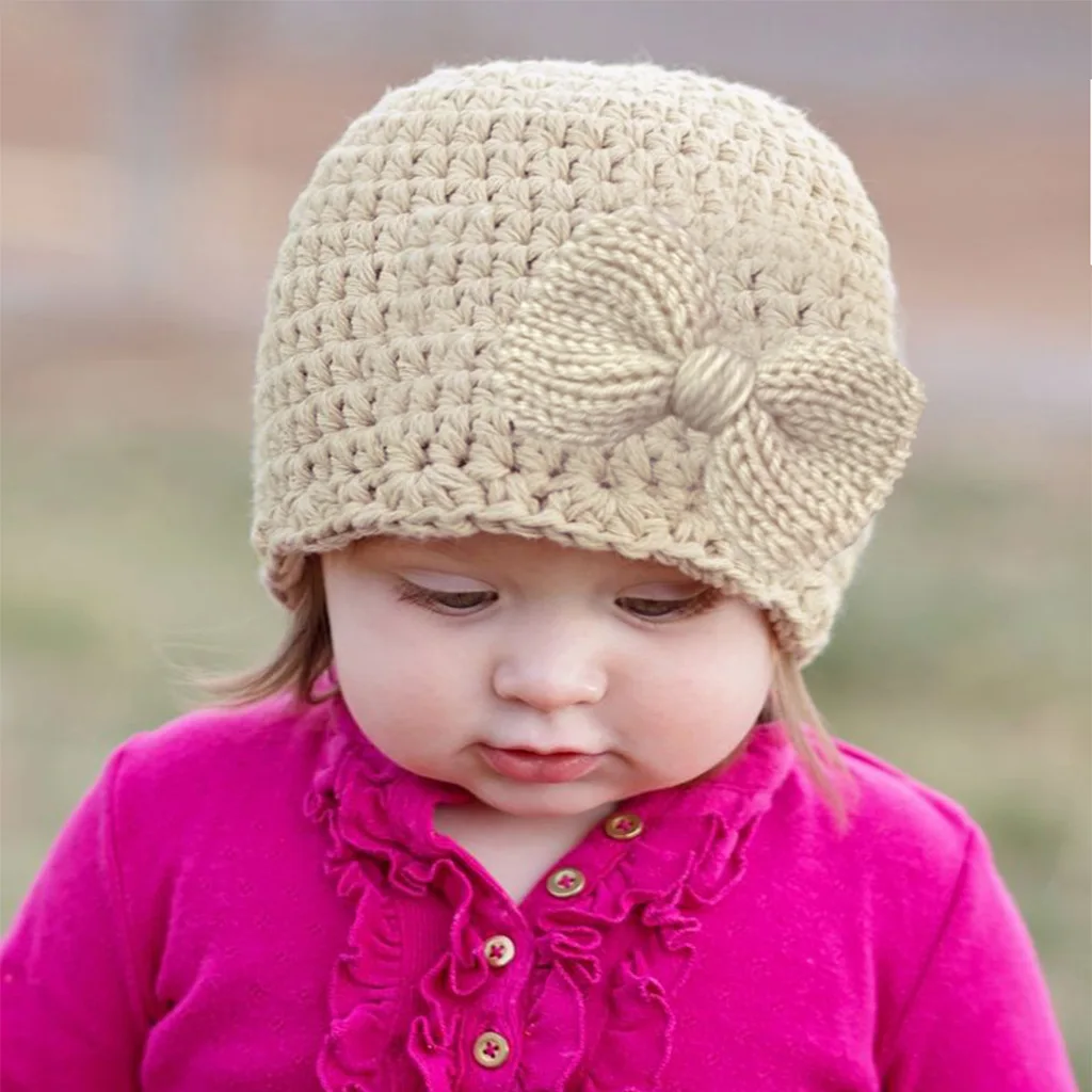 Fall/winter 2024 Baby Wool Knitted Hats for Children Solid Color Comfortable Bow Wool Pullover Hats for Men and Women Baby Hats