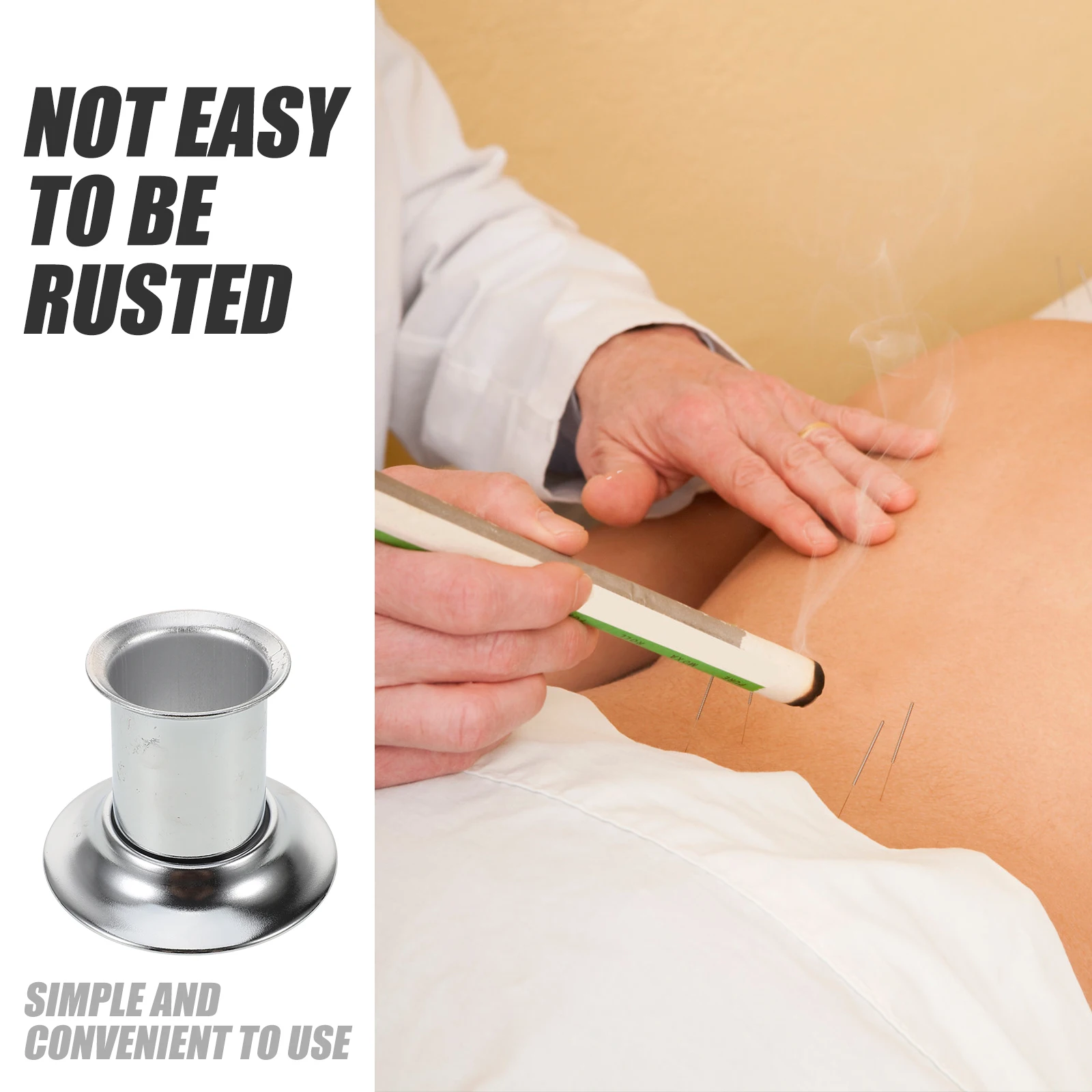 

Stainless Steel Roll Fire Durable Wear-Resistant Safe Moxibustion Massage Tool Extinguisher Cap For Moxa Stick Moxa Roller