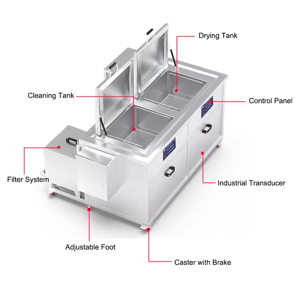 Industrial 360L Double Tank Ultrasonic Hydraulic Spring Oil Rust Wax Carbon Cleaner Industry Ultrasonic Cleaning Machine