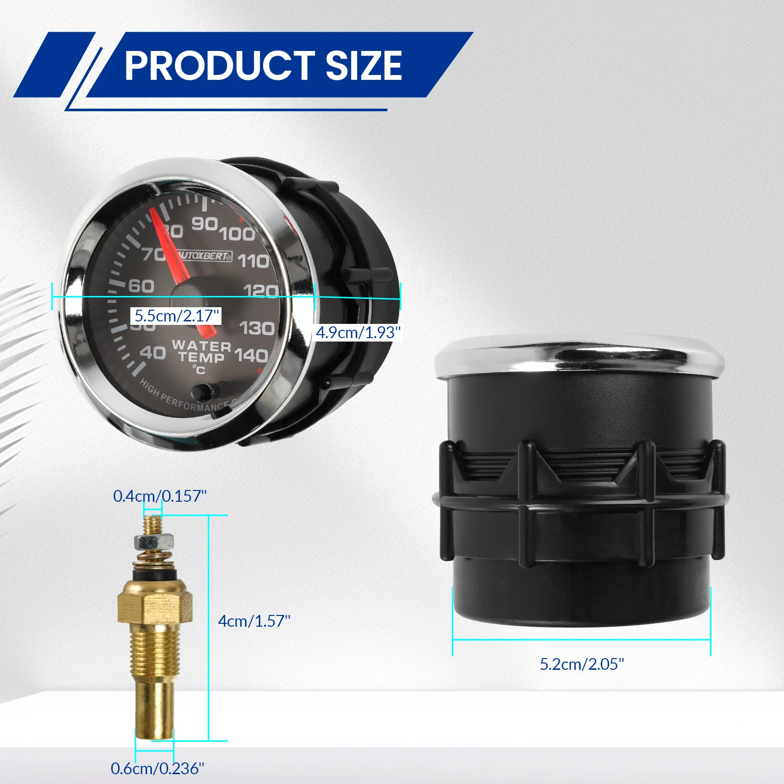 Universal 2 "52 มม.อุณหภูมิน้ําอุณหภูมิ Mechanical Meter W/ 1/8" NPT Sensor 7 สี LED Backlight องศาเซลเซียสฟาเรนไฮต์