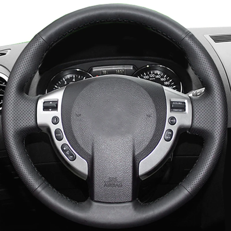 Hand-Stitched Leather Car Steering Wheel Cover Wrap for Nissan Qashqai J10 J11 XTrail T31 NV200 Rogue Sentra B16 Accessories