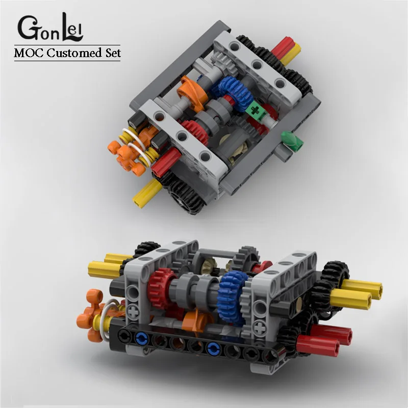 99Pcs Technical Compact Symmetrical 4 Speed AWD Gearbox with Differential Lock MOC Building Blocks DIY Tech Bricks Toys Gifts