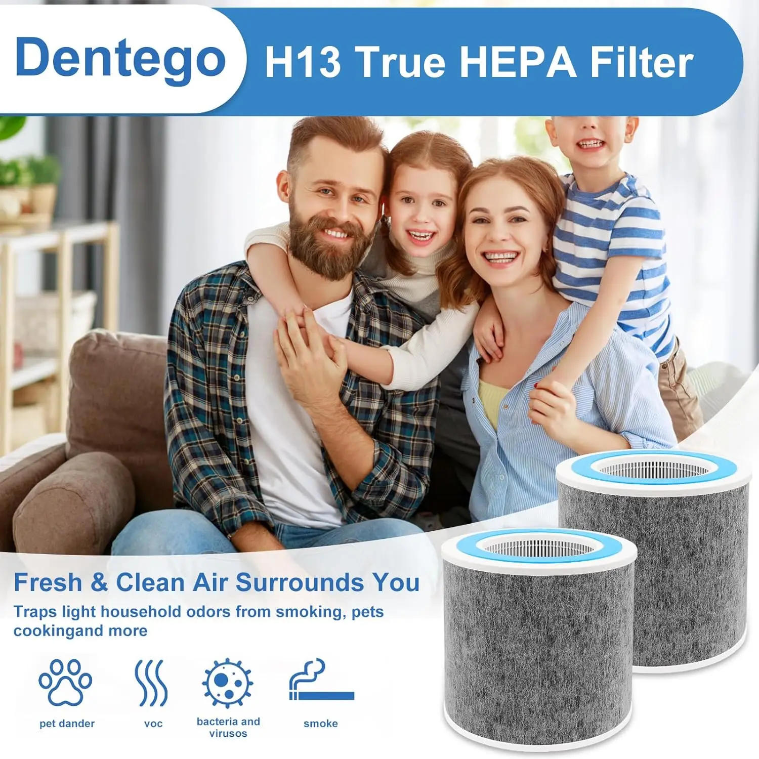 2PC HP102 Replacement Filter, Compatible with Shark HP102 & HP102PET & HC452 & HP132, True HEPA for 99.97% of particles