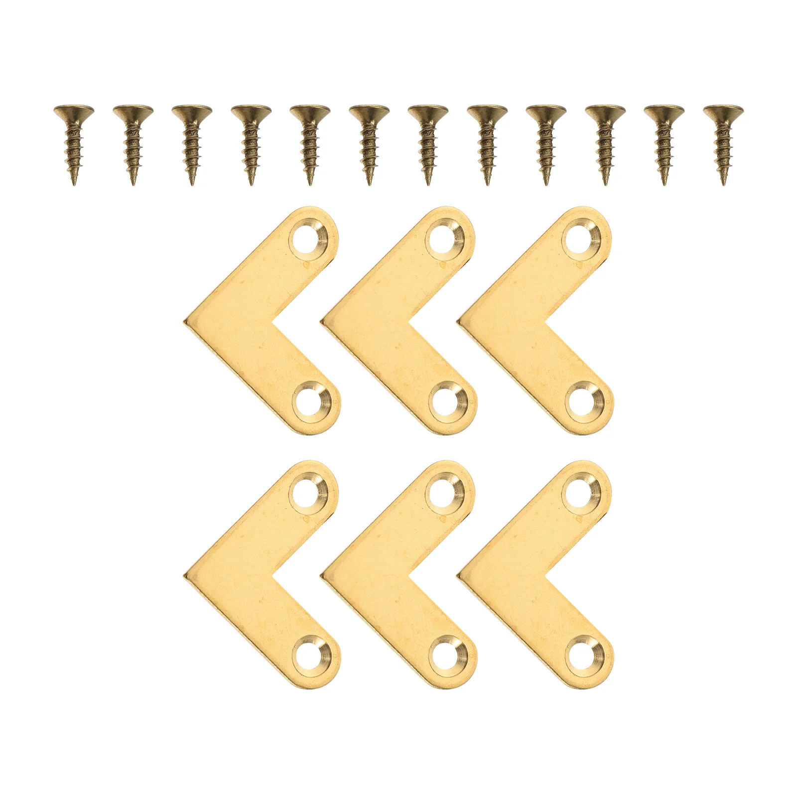 6 Pcs Right Angle Connector Brass Flat Bracket Corner Brackets Furniture Connectors for Shape Joints Hinges