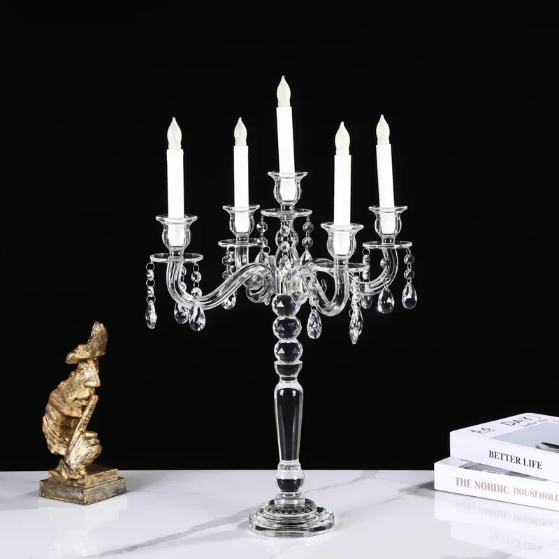 European light luxury romantic dining table crystal candle holder household wedding props road guide decorative ornament