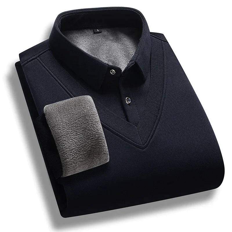 

Осень-зима утепленная флисовая рубашка мужская деловая мода однотонные топы с длинным рукавом теплая свободная одежда с лацканами повседневная классическая блузка пальто