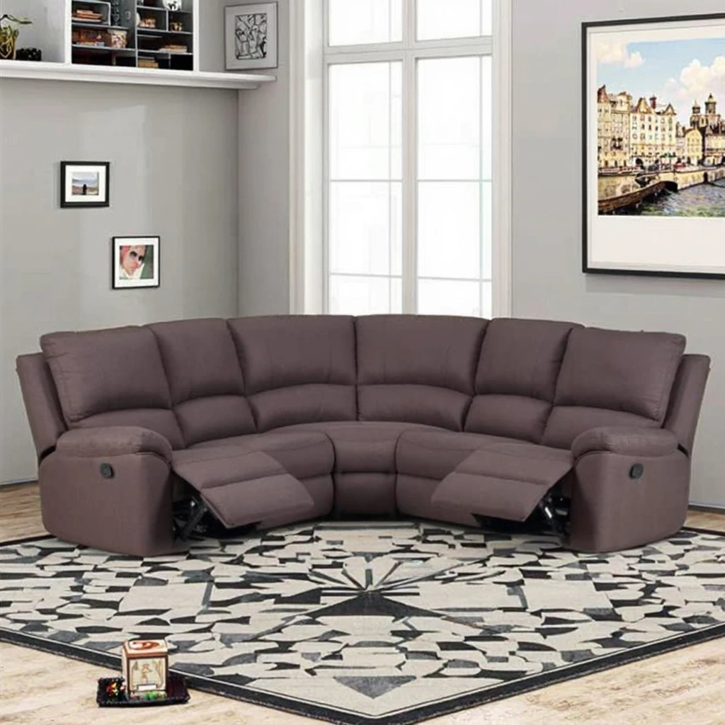

Factory Direct Chocolate Manual Reclining Sofa Set L-Shape Sectional Corner Couch Living Room Furniture Leather Corner Sofa