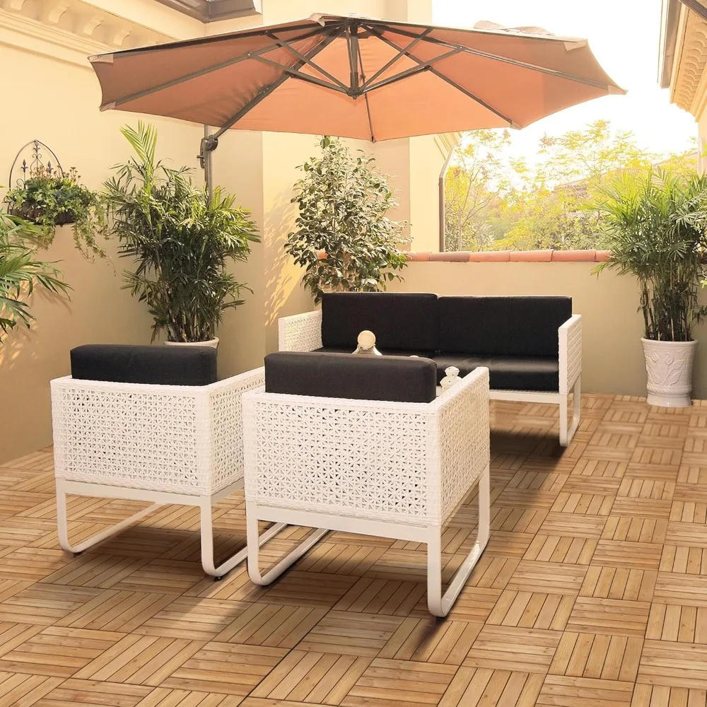 11pcs Patio Deck Tiles 12 x 12in Interlocking Wood Floor Tiles Indoor & Outdoor for Patio Garden Deck Poolside Tiles