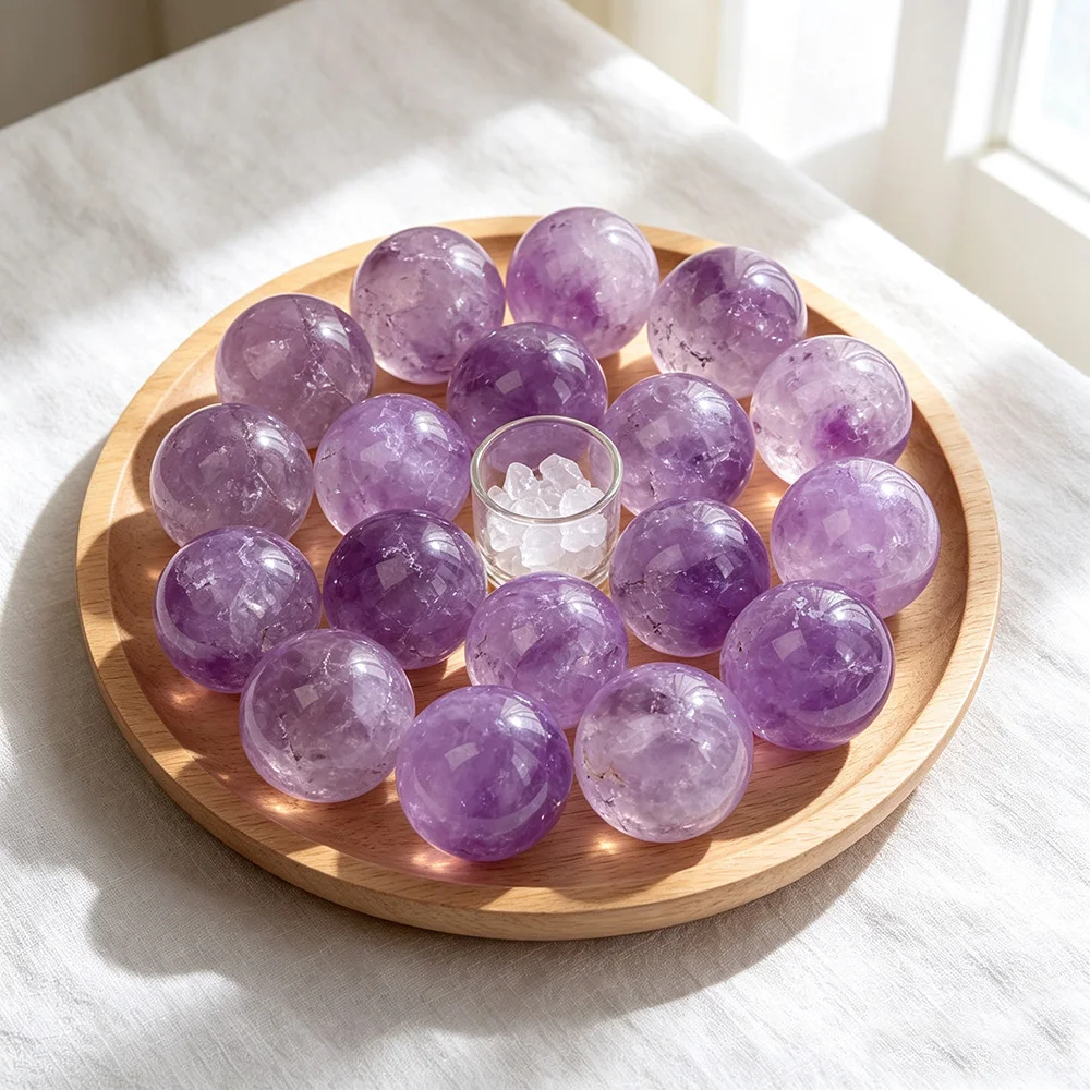 Natural Dark Amethyst Sphere Crystal Ball Hand Polished Healing Quartz Stone Mini Crystal Globe Ornament Meditation Energy Gift