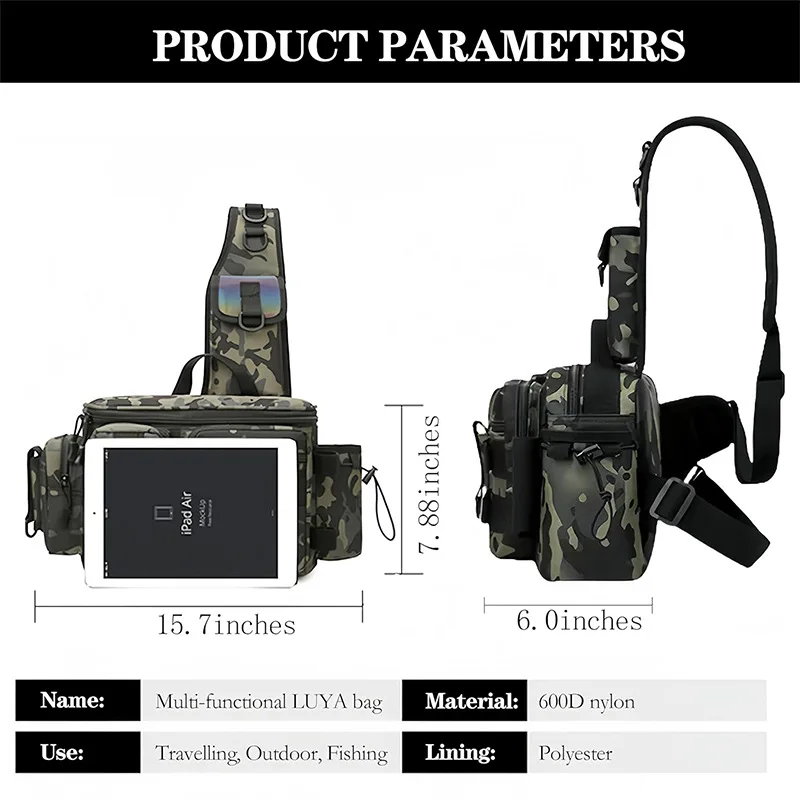 New Fishing Tackle Backpack Lure Box Gear Storage Bag Fanny Pack for Men Fly Fishing Backpack with Rod Holder Sling Shoulder Bag