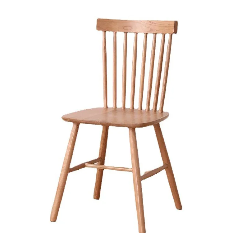 

Customizable Nordic Dining Chair Cherry Wood Simple Modern Japanese Backrest Log Windsor Chair
