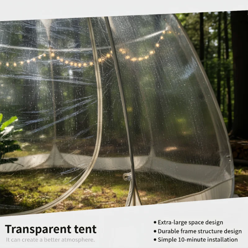 4 Person Clear Bubble Tent Pop Up Transparent PVC Shelter Backyard Garden Patio Camping Picnic Outdoor Party Easy Setup