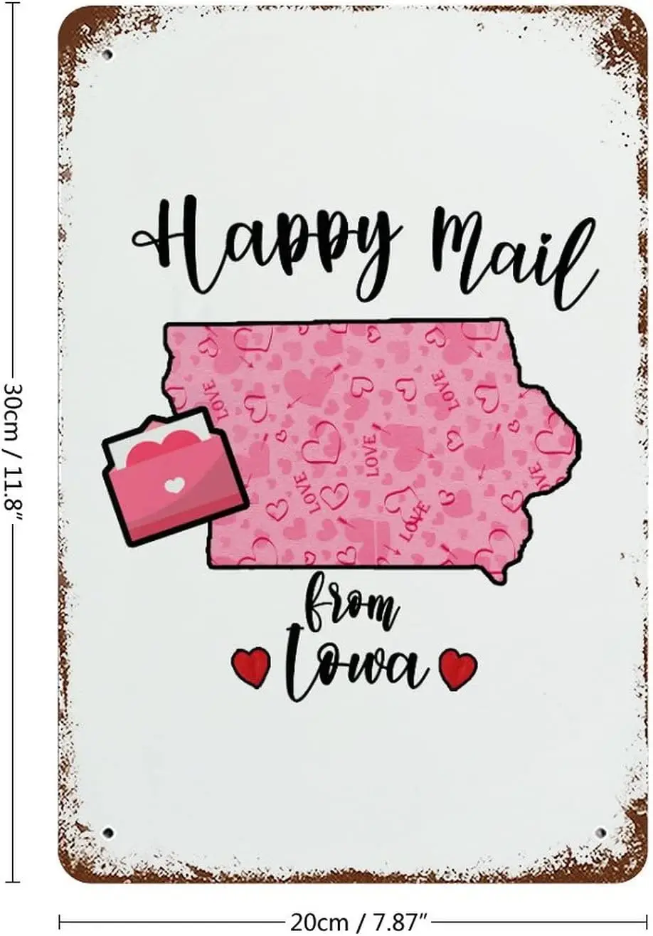 Man Cave Stuff Valentine's Day US States Happy Mail from Iowa Metal Sign 8