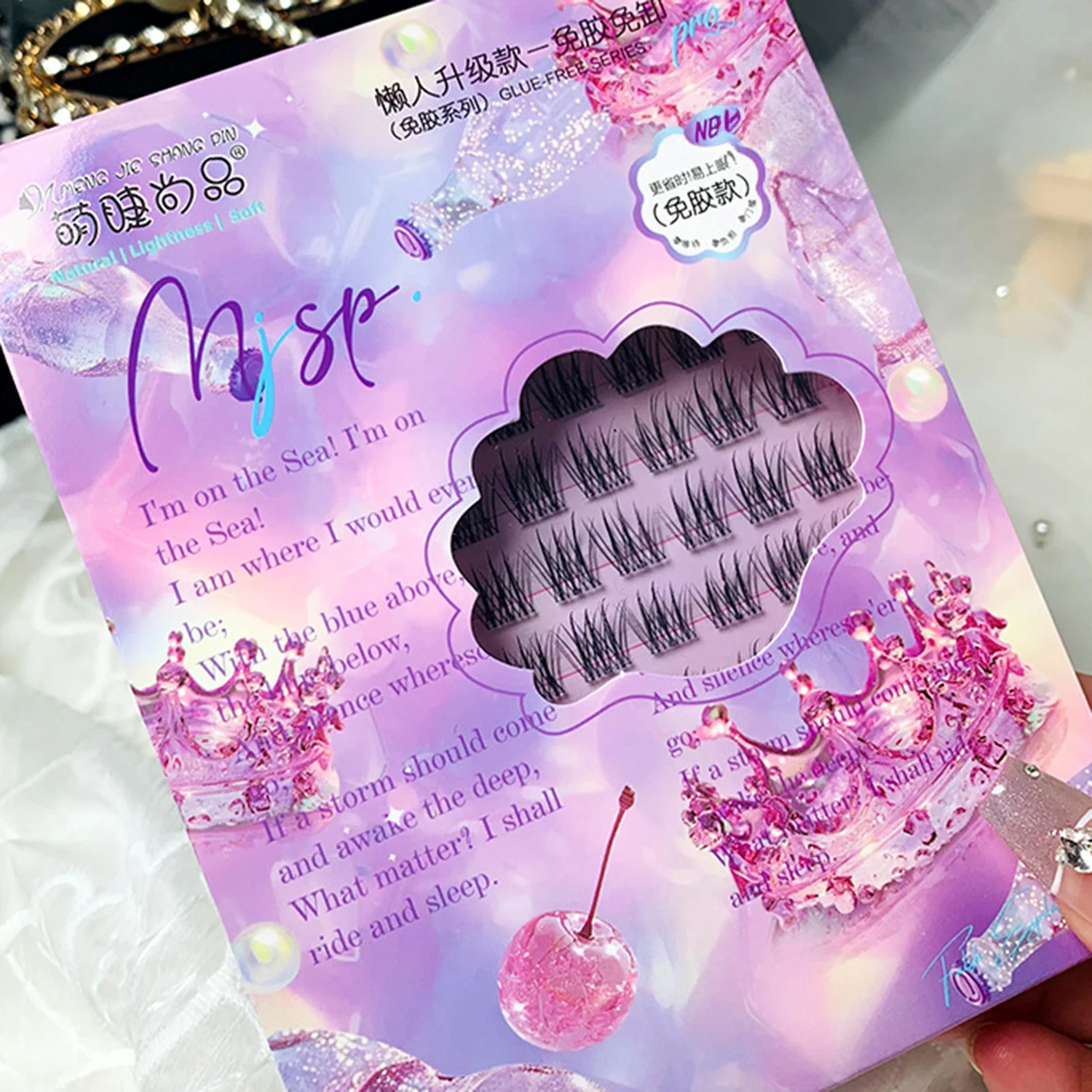 Aucune colle extension de faux cils préfabriqués fans de volume grappes de cils 9-13mm mixte C Curl noir colle gratuit faux cils maquillage