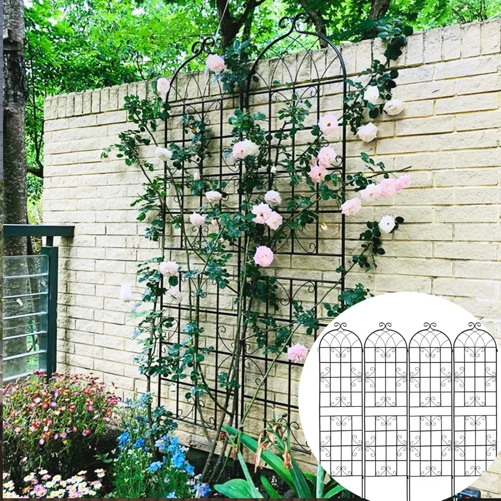 4 Pack Metal Garden Trellis for Climbing Plant, Large Heavy-Duty Outdoor Flower Plant Support for Roses Vines