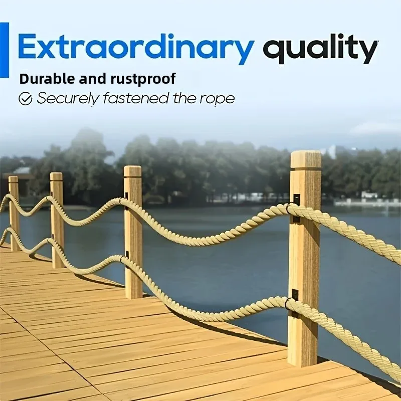 5PCS Metal Rope Ring Bracket Wall Mount Hook Heavy Duty Rope Holder for Deck Fence Railing Garden Outdoor Decor