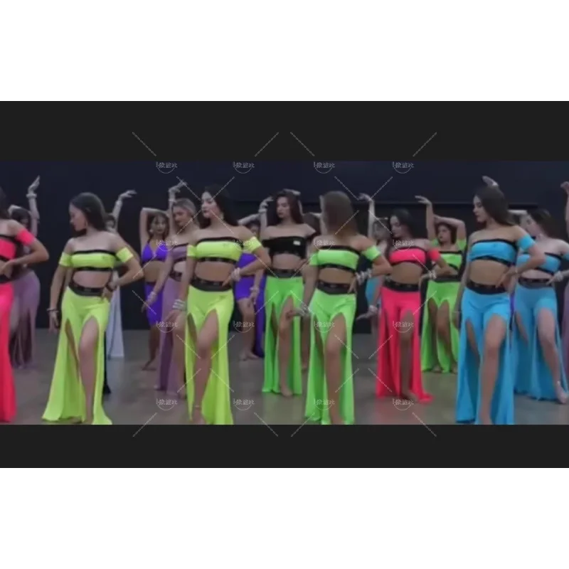 Belly Dance Practice Suit for Women 2024 New Mesh Printed Sexy Lace Lace Practice Suit Adult Oriental Belly Dancing Outfit