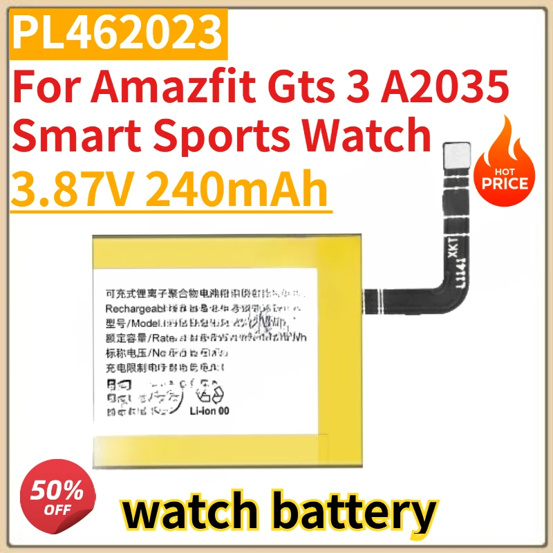 

NEW PL462023 3.87V 240mAh WATCH Battery For Amazfit Gts 3 A2035 Smart Sports Watch