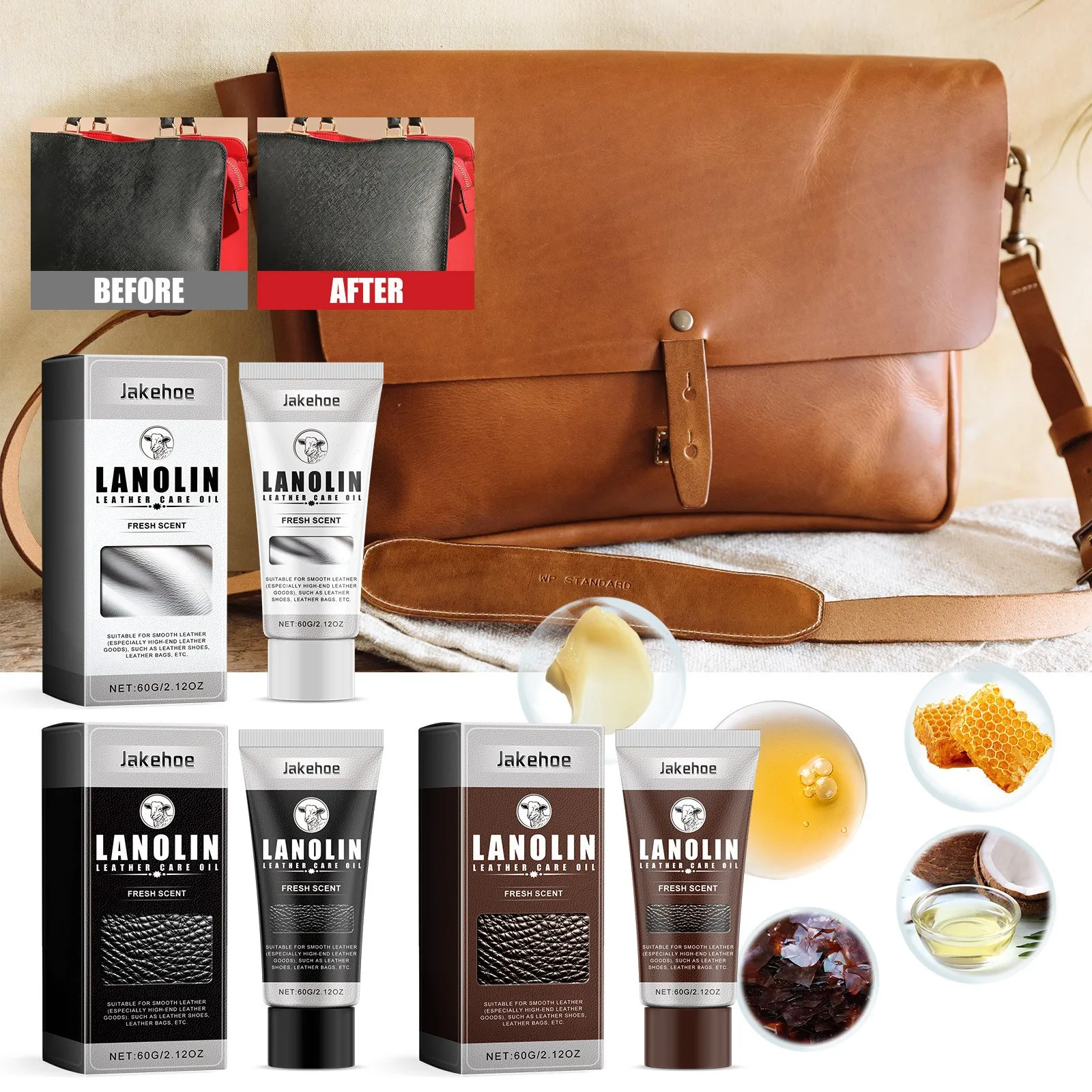 Leather Care Wax Oil Polish Shoes Bags Chair Leather Products Cleaning Care Maintenance Polish Metal Polish,60ml