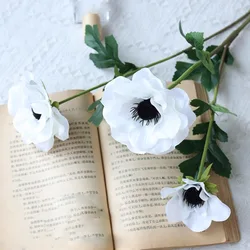 1PC Simulation 3 Heads Poppy Flower Silk Fake Flowers Wedding Party Home Decoration Flower Bouquet Wreath DIY Scrapbooking