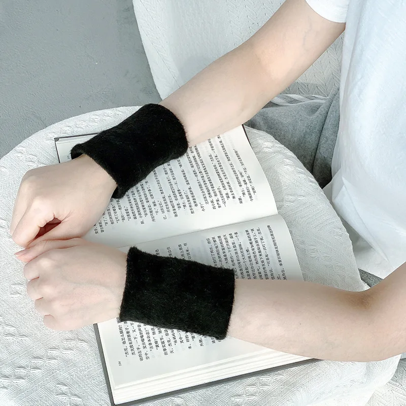 Coderas y mangas cortas cálidas de terciopelo para hombres y mujeres, muñequeras cálidas de otoño e invierno para Heattech y a prueba de frío, Four-Si