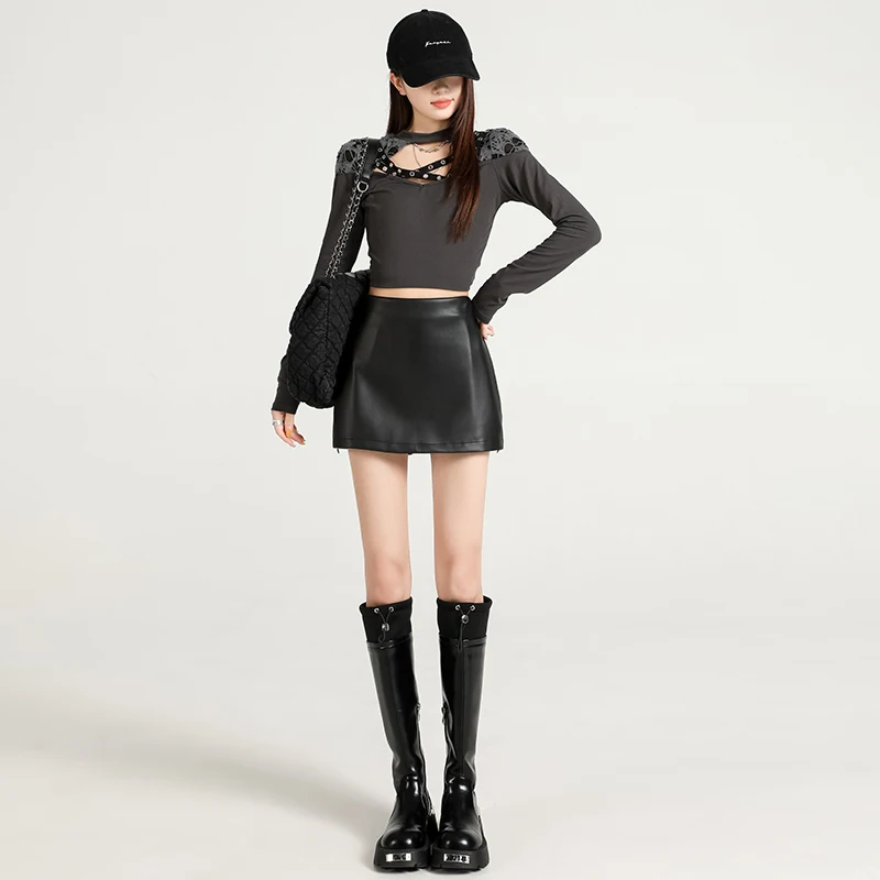 Autumn New Women Faux Suede Heavy Sequin Mini Skirt High Waist Slim Fit A Line Pencil Short Skirt