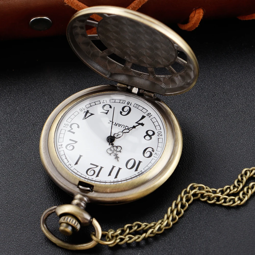 جديد البرونزية والعتاد الجوف لغز موضوع الرجعية الوقت جوهرة ساعة جيب كوارتز موضة العنصر قلادة قلادة الساعات الرجالية والنسائية