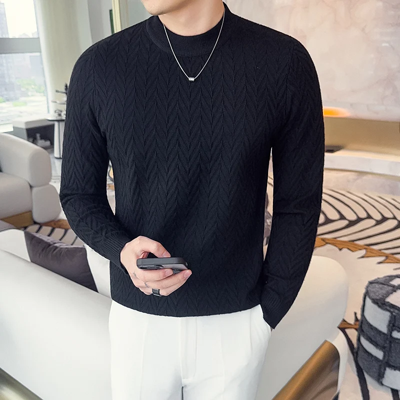 

Sweater Men Clothing 2025 Autumn New Long Sleeve Men's Winter Sweater Simple Round Collar Slim Fit Pull Homme Soft Comfortable