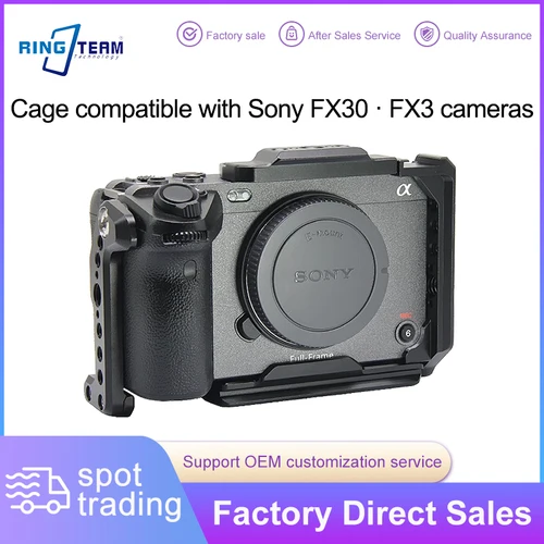Imagen 2 del producto Para cámaras Sony FX30 FX3 - Jaula de cámara de metal sólido con zapata fría Roscas de 1/4"" y 3/8"" Plataforma de protección antiarañazos