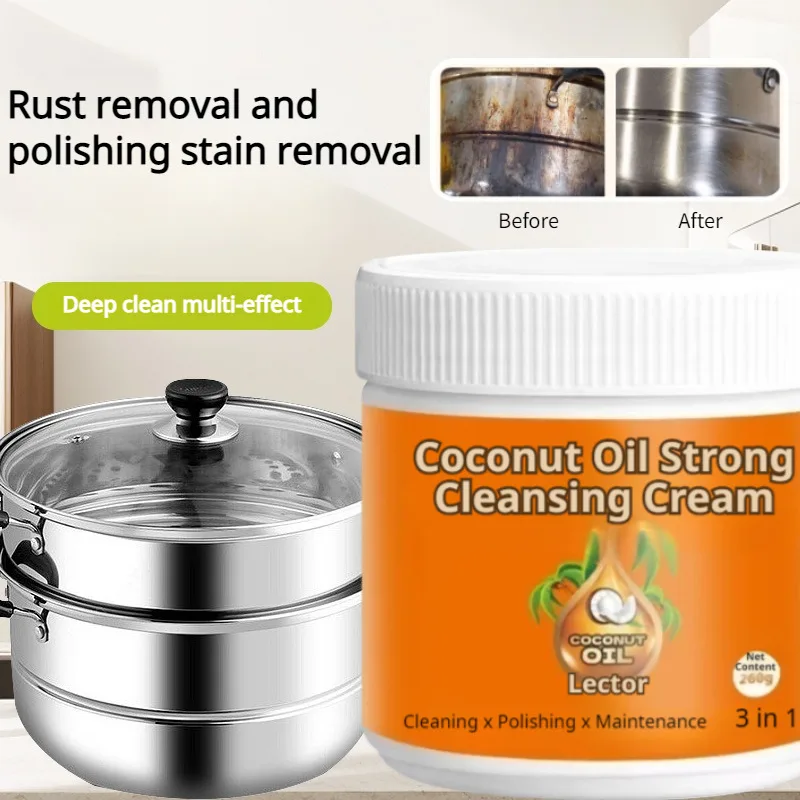Coconut Oil Strong Stain Remover Oil Cleaner Kitchen and Bathroom Household Pot Decontamination Paste Multifunctional Cleaner