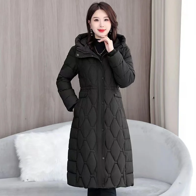 Winter Long Coat Women\'s 2024 Fashion New Thicken Cotton padded Warm Snow Outerwear Loose Female Windproof Hooded Jacket Parkas