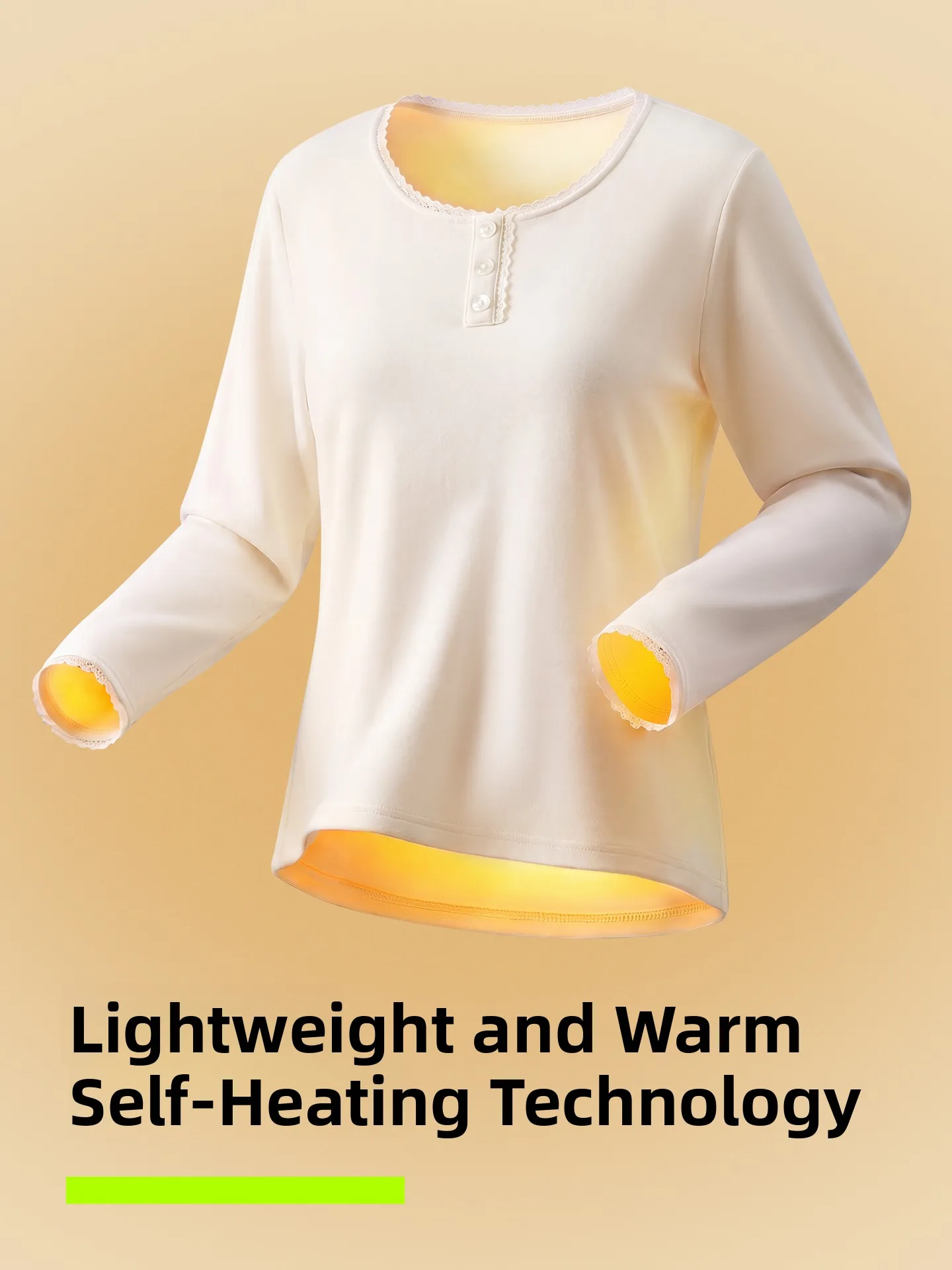 Women's Long Sleeve Fleece Pajamas Set Home Clothes Infrared Self Heating with Chest Pad Autumn Winter Home Clothes Set