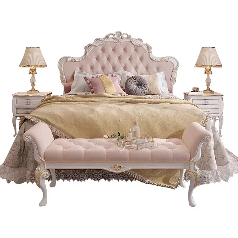 Premium Durable Practical Nordic Queen Double Bed Modern Whitr King Kids Girl Headboard Double Bed Boys Sleeping Camas