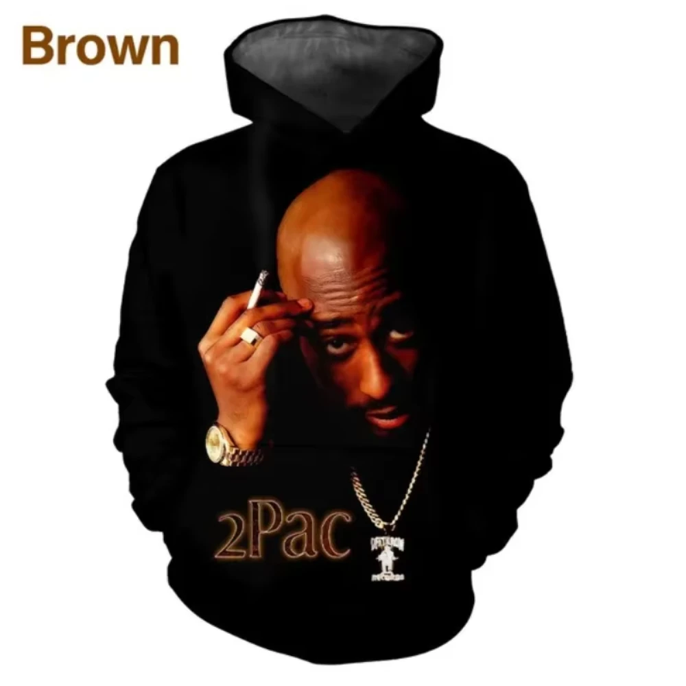 Hip Hop Singer 2Pac 3D Printed Men\'s Hoodie Harajuku Long Sleeves Oversized Outdoor Pullover Sweatshirt Kids Unisex Clothing