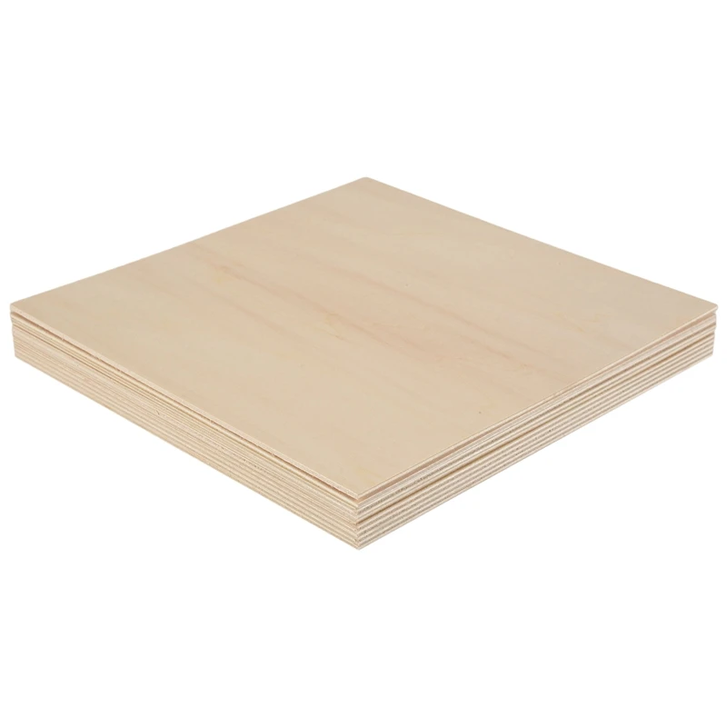 Láminas de tilo sin terminar, láminas rectangulares de madera en blanco, recortes para manualidades, 10 piezas, 20x20x0,2 cm