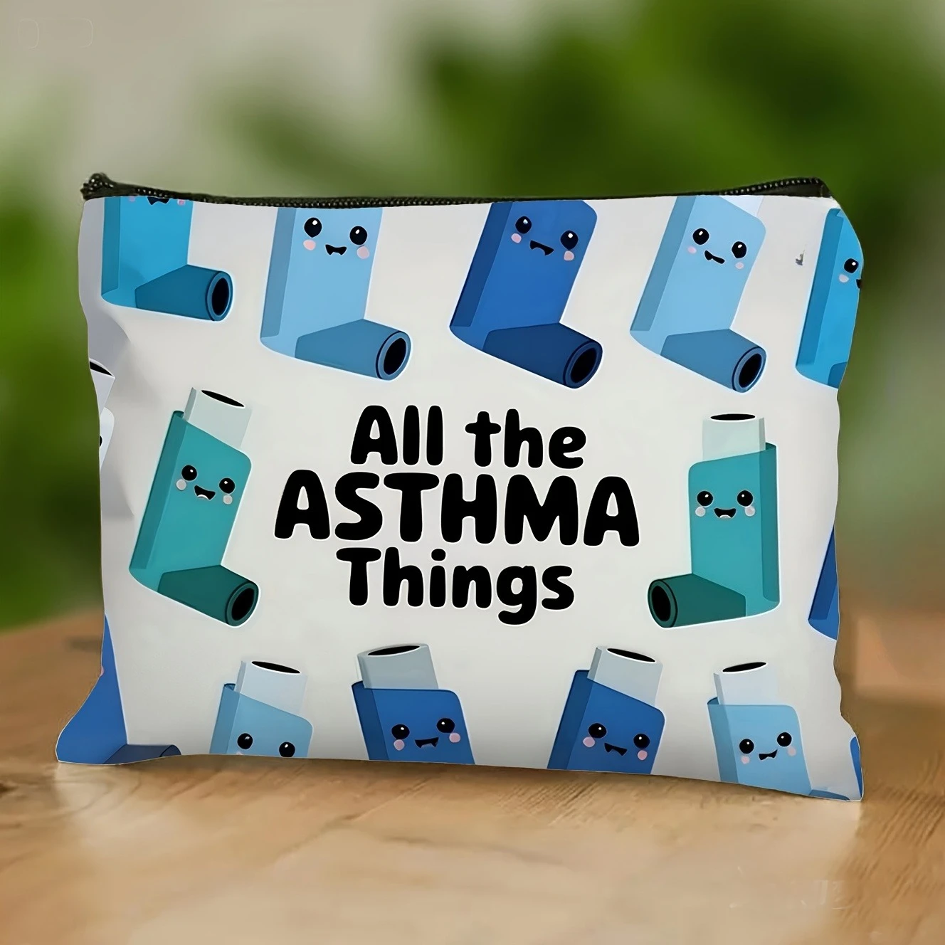 Colorful Printed Toiletry Bag Daily Storage Pouch Travel Makeup Organizer, Asthma Inhaler Main Pattern Design Cosmetic Bags