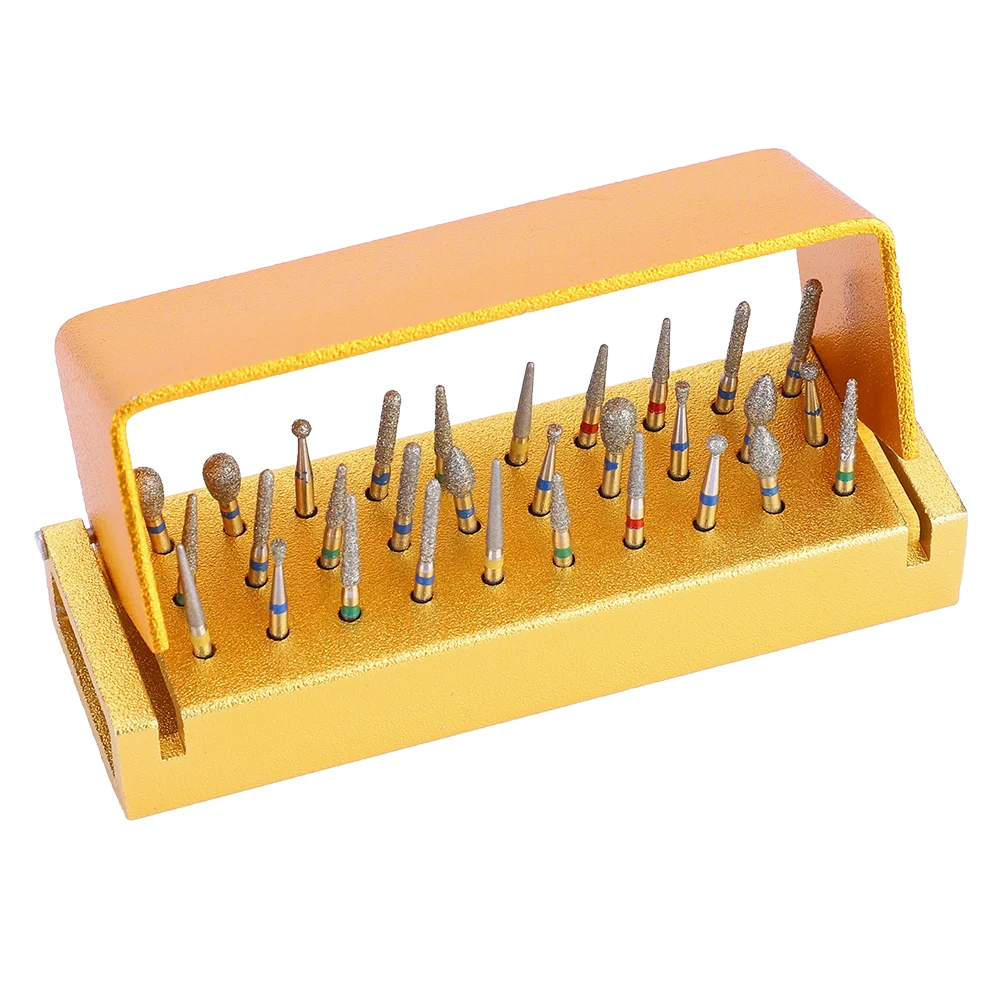 High Quality Aluminium Alloy Dental High Speed Handpieces Holder 30Pcs Dental Diamond Burs Drill Collect Place Tool With Cover