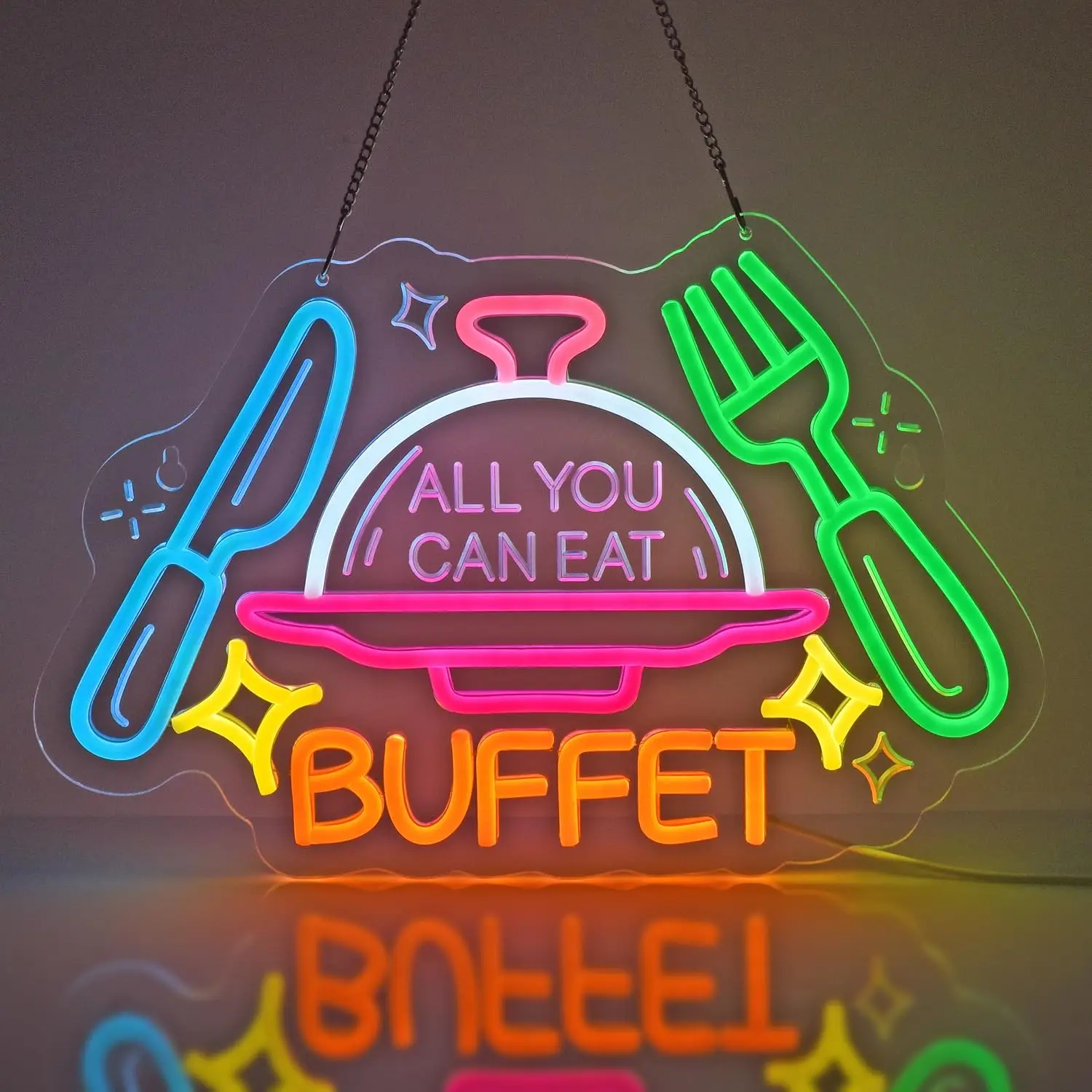 Buffet Neon Sign, Neon Light Wall Art Decoration for Buffet Restaurant Cafeteria Hotel Dining Hall BBQ Party Room Home Decor