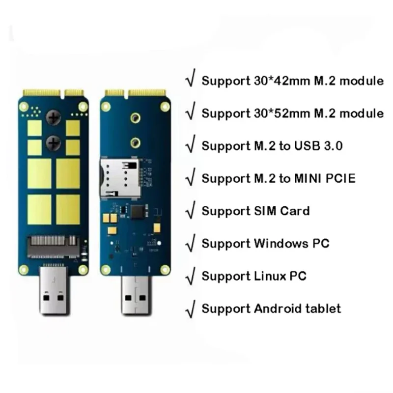 5G USB 3.0 M.2 To MINIPCIE Adapter Card Two-Way Development Board for SIMCOM Quectel 4G 5G Module 5G  3.0 M.2 To USB