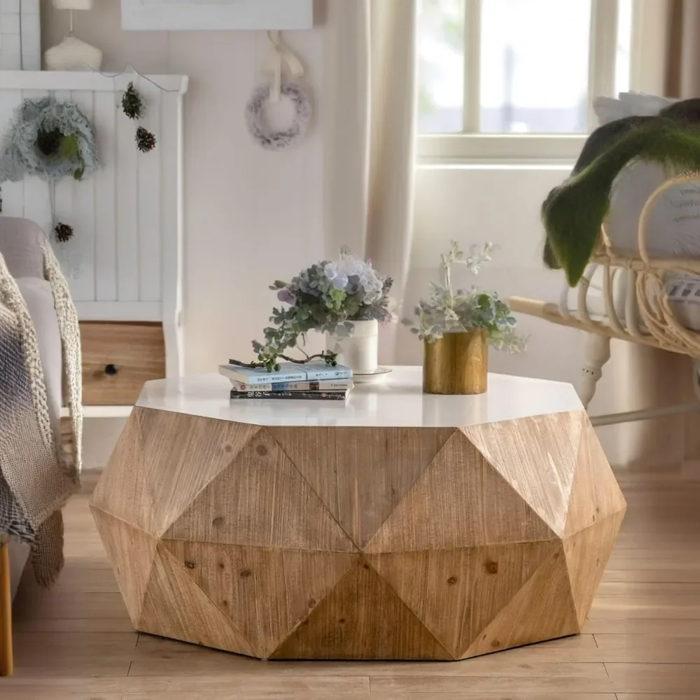 Rustic Coffee Tables for Living Room: 38 Three-Dimensional Embossed Pattern Design in American Retro Style