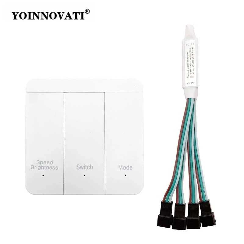 RF Wireless 86-Type Touch Panel LED Controller, 3Key Panel Wireless Switch Controler Touch Dimmer for WS2811 Chasing LED Strip
