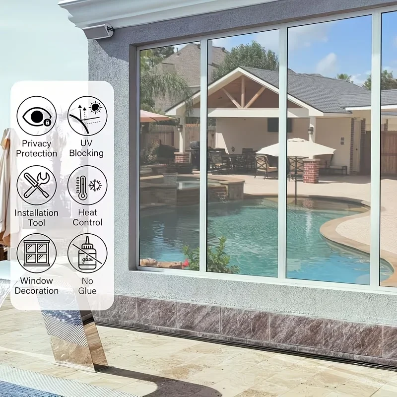 Privacy Thermal Window Film Adhesive-Free Static Adsorption Anti Insulating Sunscreen Glass Sticker Suitable for Home Office