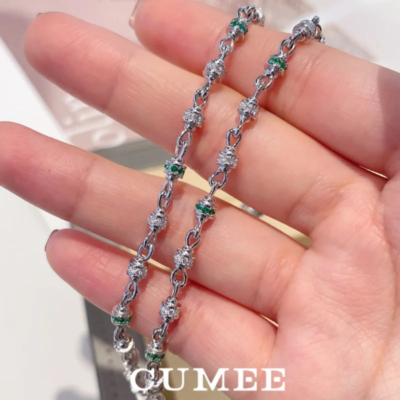 CUMEE Personalized Lab Emerald Necklace for Women with 925 Sterling Silver and 18k Gold Plating
