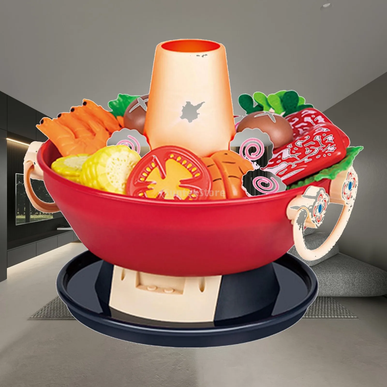 Children Kitchen Playset with Light Music Spray Function ABS Plastic Cookware Toys for Toddlers Age 2-8 Pretend Play Kitchen