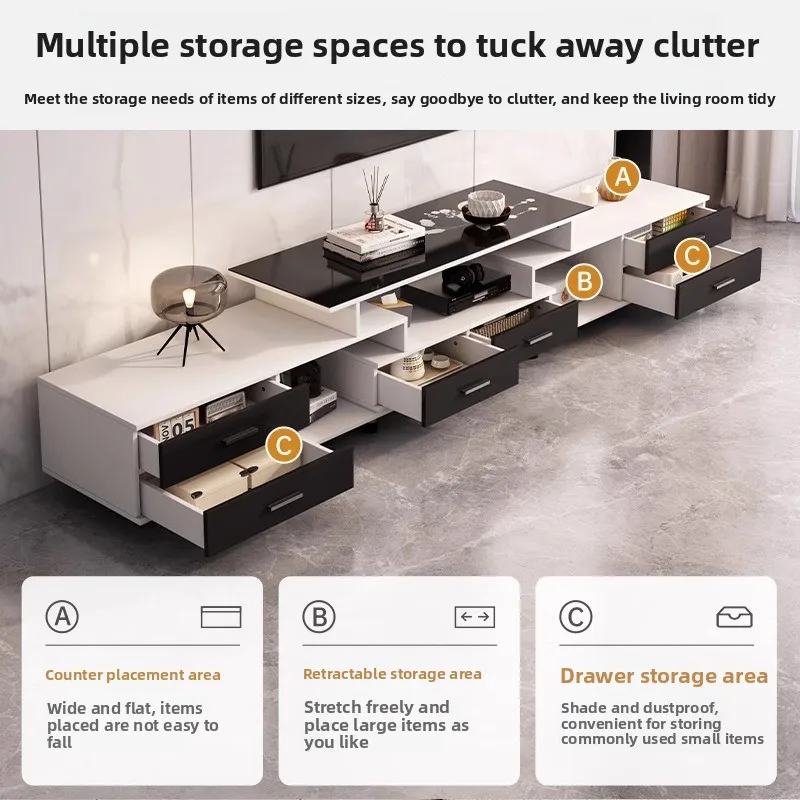LH modern simple living room household small apartment floor retractable coffee table TV cabinet